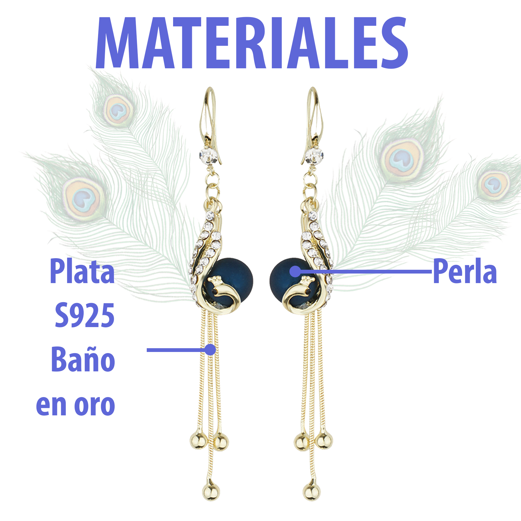 Aretes Con Borla De Pavo Real